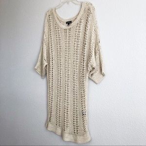 Express Beige Gold Tunic Crochet Coverup Top S
